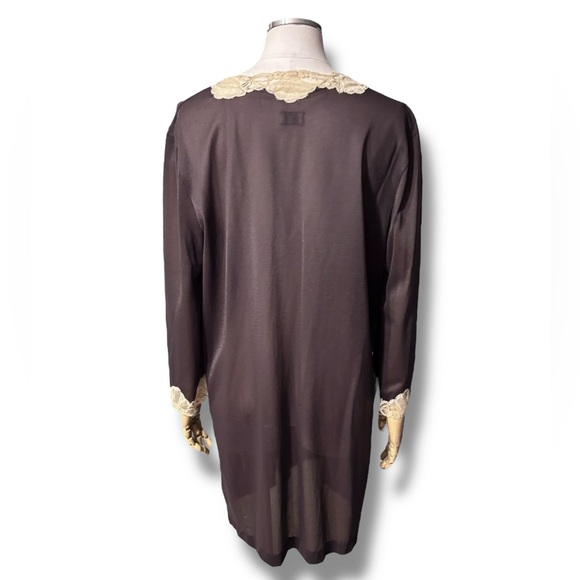 EMILIO PUCCI Brown Short Robe with Cream Lace Trim VINTAGE - Picture 3 of 9